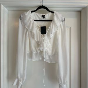 NBD White Chiffon Blouse